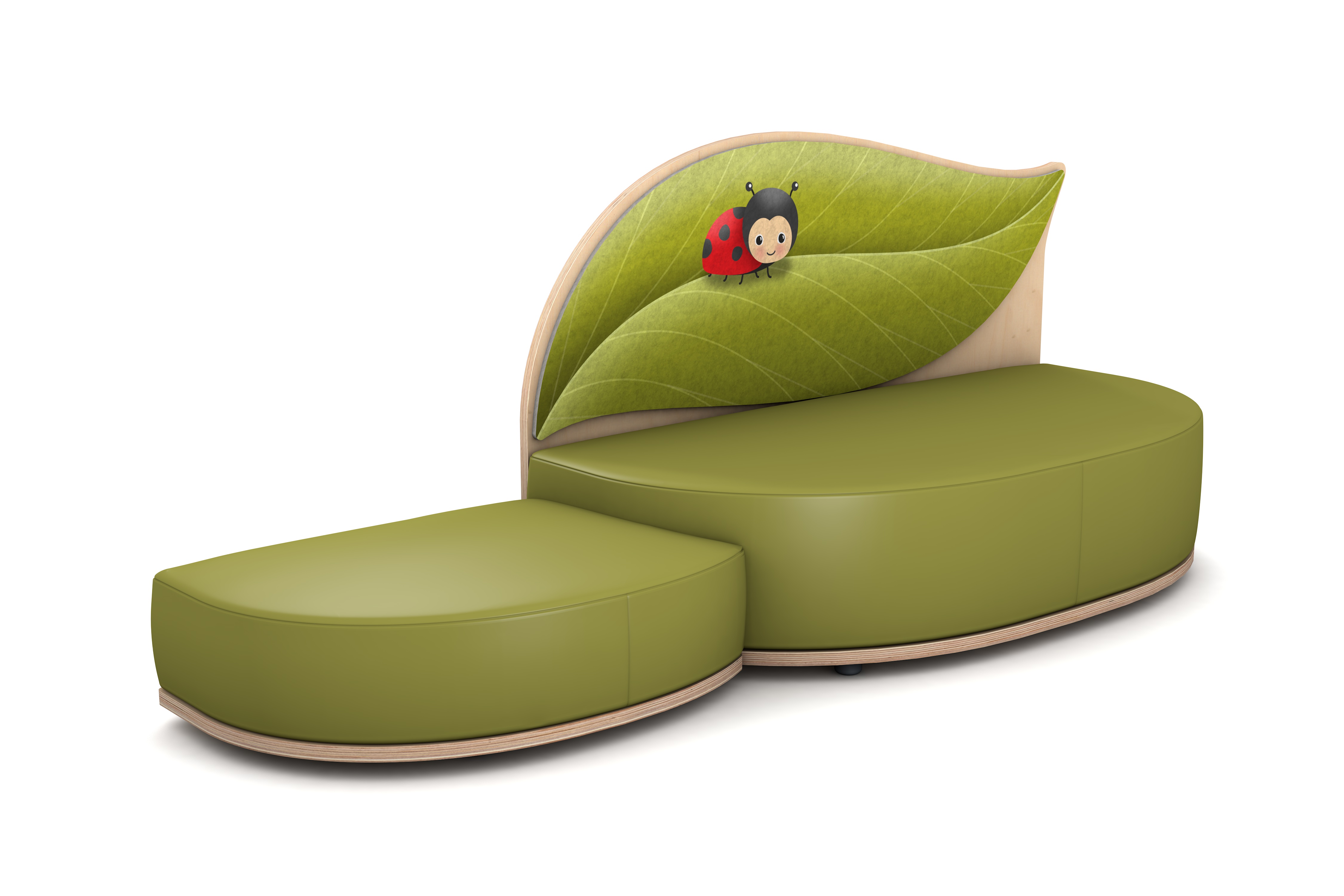 FantasiaAakustikaA Blatt Sofa mit Anstellhocker links